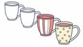 Assorted Ceramic Mugs and Cups, Cozy Beverage Collection, vector design Generative AI Royalty Free Stock Photo