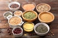 Assorted of cereals, grains with lentils, pea, chickpea