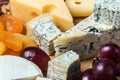 Assorted cheeses with mold, Maasdam, Roquefort Royalty Free Stock Photo