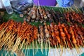 Assorted chicken and pork innards sold at a street food stall