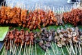 Assorted chicken and pork innards sold at a street food stall Royalty Free Stock Photo