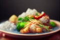 Assorted Chinese food. Famous Chinese cuisine dishes on table. Top view. Chinese restaurant concept. Asian style banquet Royalty Free Stock Photo