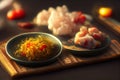 Assorted Chinese food. Famous Chinese cuisine dishes on table. Top view. Chinese restaurant concept. Asian style banquet Royalty Free Stock Photo