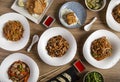 Assorted Chinese food. Famous dishes of Chinese cuisine on the table. Top view. The concept of Chinese restaurant. Asian style Royalty Free Stock Photo