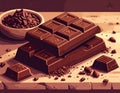 Assorted Chocolate Bars and Cocoa Beans on Wooden Surface Royalty Free Stock Photo