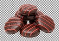 Assorted chocolate-covered cookies with red candy stripes in a pile Royalty Free Stock Photo