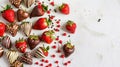 Assorted chocolate dipped strawberries array