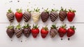Assorted chocolate dipped strawberries array