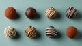 Assorted Chocolate Truffles on Blue Background Royalty Free Stock Photo