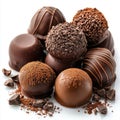 Assorted Chocolate Truffles with Cocoa Dust. Royalty Free Stock Photo
