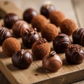 Assorted chocolate truffles displayed on a Royalty Free Stock Photo