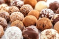 Assorted chocolate truffles displayed with rich textures and flavors Royalty Free Stock Photo