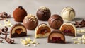 Assorted chocolate truffles isolated on white background Royalty Free Stock Photo