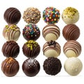 Assorted chocolate truffles isolated on white background Royalty Free Stock Photo