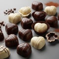 Assorted chocolate truffles isolated on white background Royalty Free Stock Photo