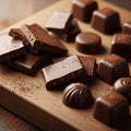 Assorted chocolates are arranged on a Royalty Free Stock Photo