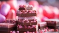 Assorted chocolates on blurred bokeh background, vertical composition, sweet candy treats