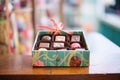 assorted chocolates box in a gift shop Royalty Free Stock Photo