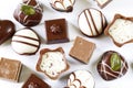 Assorted chocolates candies for dessert Royalty Free Stock Photo