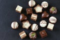 Assorted chocolates candies for dessert Royalty Free Stock Photo