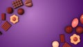 Assorted Chocolates and Cookies Animation on a Purple Background.