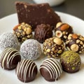 Assorted chocolates and truffles isolated on white background Royalty Free Stock Photo