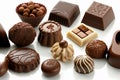 assorted chocolates, white background, Generative AI Royalty Free Stock Photo