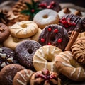 Assorted Christmas cookies, AI generated