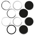 Assorted circle brush strokes set. Abstract round shapes Vector collection. Grunge circle borders. Royalty Free Stock Photo