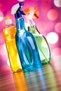 Assorted cleaning products, home work colorful theme Royalty Free Stock Photo