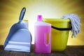 Assorted cleaning products Royalty Free Stock Photo