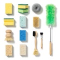 Assorted cleaning tools and sponges for household maintenance and hygiene Royalty Free Stock Photo
