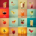 Assorted Cocktails Collection on Gradient Backgrounds Royalty Free Stock Photo