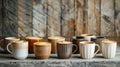 Assorted Coffee Mugs Collection. AI generated Royalty Free Stock Photo