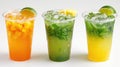 Assorted cold beverages with fresh fruits Royalty Free Stock Photo