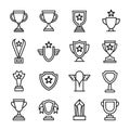Assorted collection of simple award winning and trophy icons Royalty Free Stock Photo