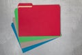 Assorted color file folders fanned out filing materials and supplies Royalty Free Stock Photo