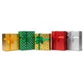 Assorted colored gift boxes with bows Royalty Free Stock Photo