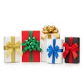 Assorted colored gift boxes with elegant bows Royalty Free Stock Photo