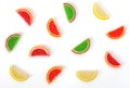 Assorted colored jelly slices in sugar