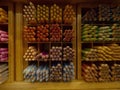 Assorted colored pencils on an art shop shelf Royalty Free Stock Photo