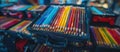 Assorted Colored Pencils in Case Royalty Free Stock Photo