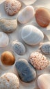Assorted Colored Rocks on Beach. Generative AI Royalty Free Stock Photo