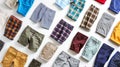 Assorted Colored Shorts Lined Up on Wall Royalty Free Stock Photo