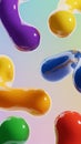 Assorted Colorful Abstract Fluid Shapes Floating on Gradient Background. Royalty Free Stock Photo