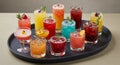 Assorted Colorful Cocktails on a Tray Royalty Free Stock Photo