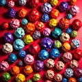 Assorted colorful crumpled paper balls, showing diverse discarded ideas