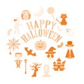 Assorted colorful and cute Halloween illustrations Royalty Free Stock Photo