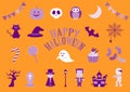 Assorted colorful and cute Halloween illustrations Royalty Free Stock Photo