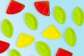 Assorted colorful fruit  jelly candy isolated Royalty Free Stock Photo